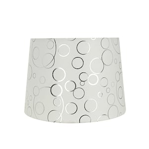 12 in. x 14 in. White with Silver Circle Pattern Hardback Empire Lamp Shade