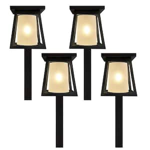 Black Integrated LED Outdoor Solar Pathway Lights with Frosted Glass (4-Pack)
