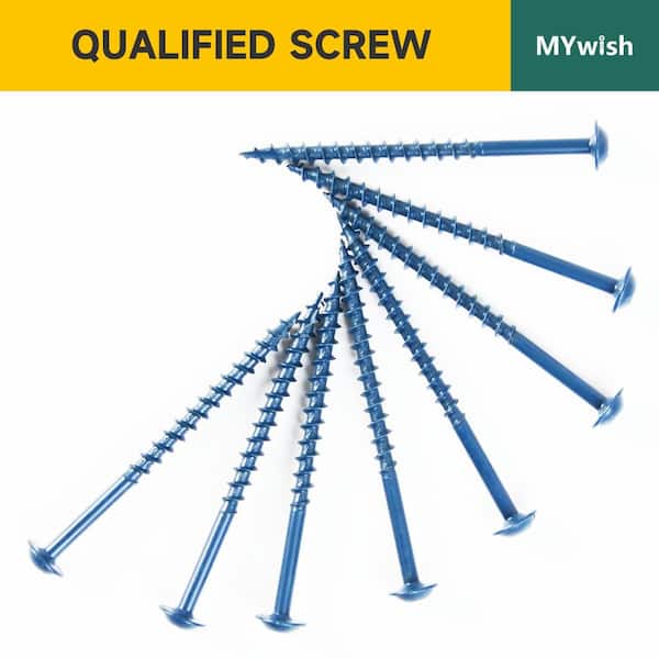 Mywish 100-Pack Pocket Hole Screws 2-1/2 Inch – #8 X 2.5" Washer Head Square Drive Self-Tapping Wood Screws With Blue Coating & 150mm Drill Bit