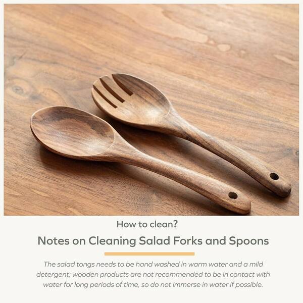 Anqtovp 2 pcs. 12-inch Wooden Salad Tongs for Serving Salad Mixes