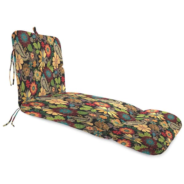 Jordan Manufacturing 22 in. x 74 in. Outdoor Chaise Lounge Cushion w/Ties & Hanger Loop Gaya Pizzazz Multicolor Floral Rectangular Knife Edge