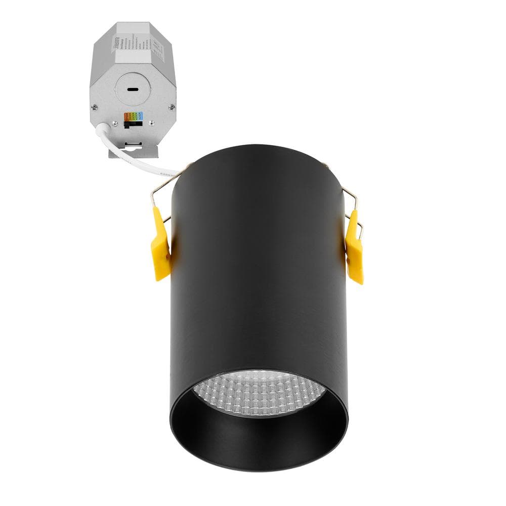 Black Aluminum 3-Inch LED Cylinder Downlight with Adjustable Color Temperature