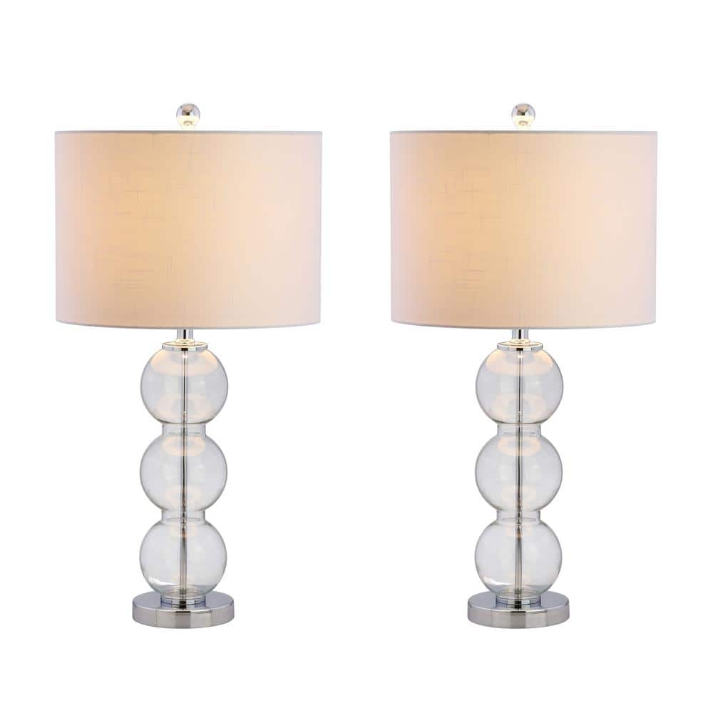 Alexa-Enabled Contemporary White Linen Drum Desk Lamp Set