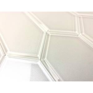 Frosted Elegance Glossy White Beveled Picket 3 in. x 12 in. Glass Peel and Stick Decorative Tile  (8.82 sq. ft.)