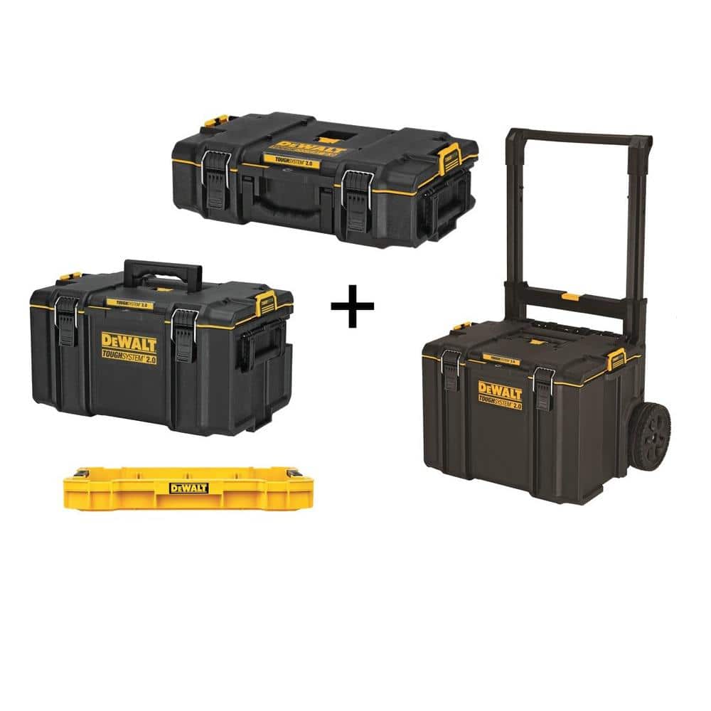 DEWALT TOUGHSYSTEM 2.0 22 in. Small Tool Box, 22 in. Large Tool Box, 24 in.  Mobile Tool Box, and Shallow Tool Tray DWST08165005010 The Home Depot