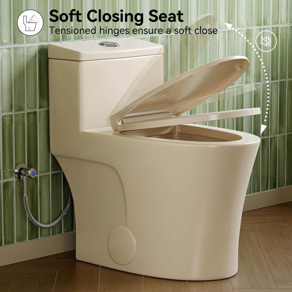 Bisque Elongated Dual Flush High Efficiency Toilet