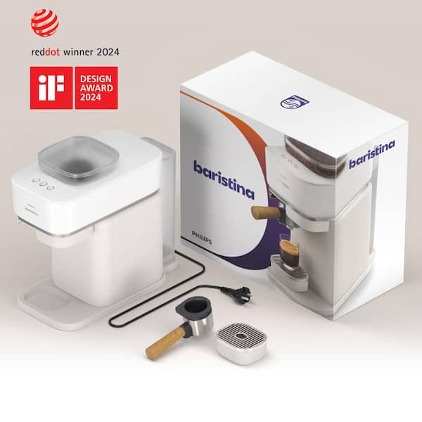 Philips Baristina 1-Cup Automatic Espresso Machine, Milky White