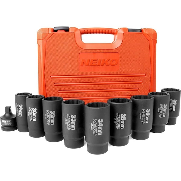 ぬっこ NEIKO 1/2 in. Drive 12-Point Axle Nut Socket Set, 10-Piece, Metric
