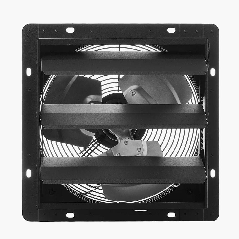 Black 10 in. 1000 CFM Wall Mounted Shutter Exhaust Fan w/Variable Speed ...