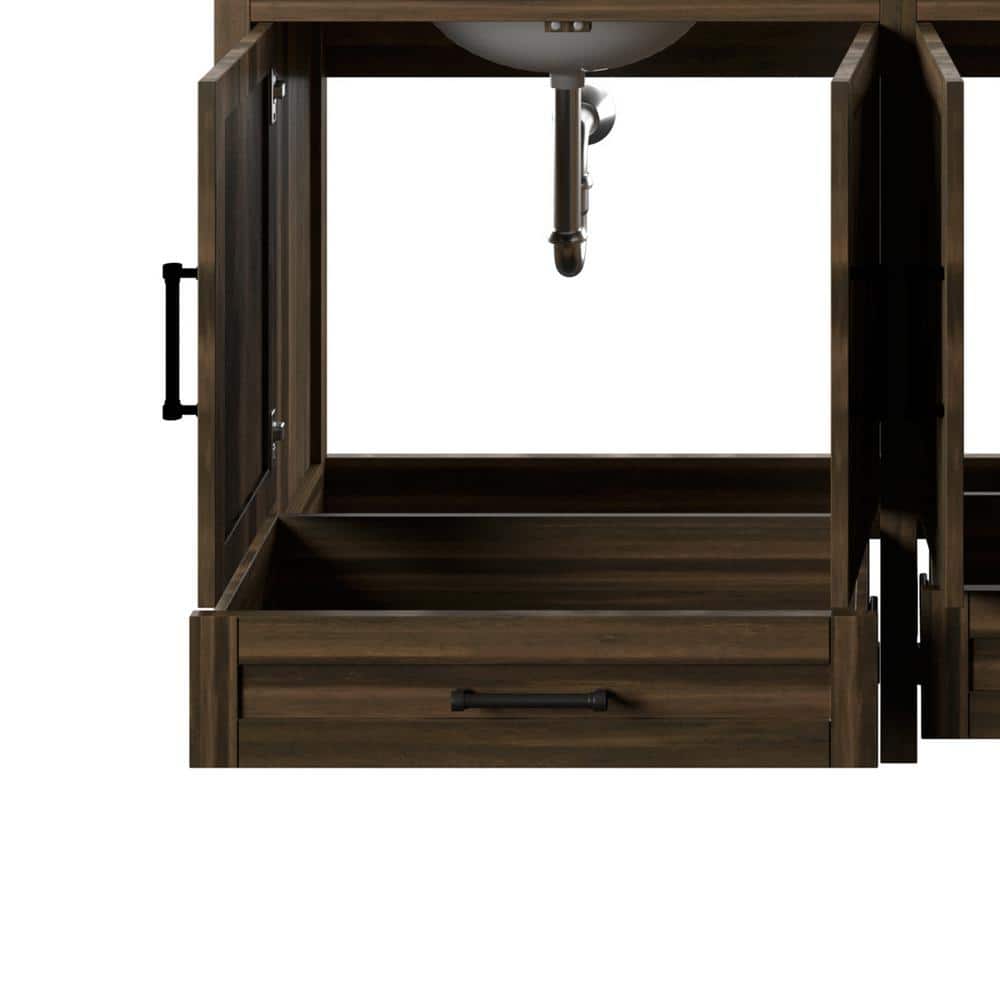 Canyon Lake Pine Double Bathroom Vanity with White Stone Top