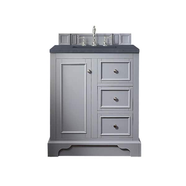 James Martin Vanities De Soto 31.3 in. W x 23.5 in. D x 36.3 in. H Bathroom Vanity in Silver Gray with Charcoal Soapstone Quartz Top