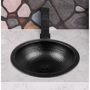 Monarch Matte Black Hand Hammered Rotunda Dual Mount Bathroom Vanity Sink (16 inches)