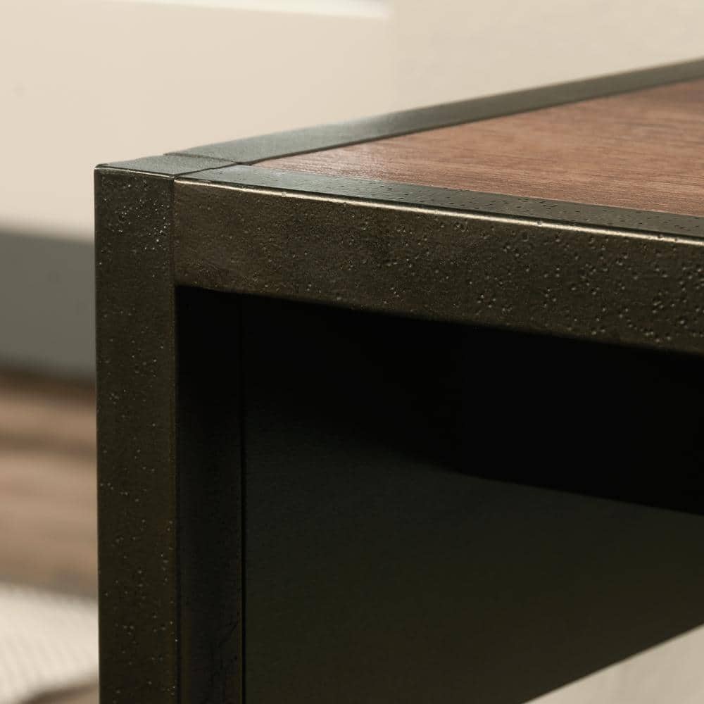 Black and Oak Wood Writing Desk with Drawer and Shelf