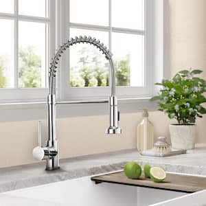 Single Handle Wall Mount Stainless Steel Pull Down Sprayer Kitchen Faucet in Chrome