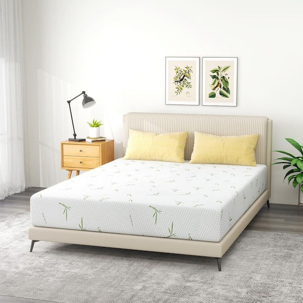 Queen Medium Firm Green Tea Memory Foam Mattress 10 in. Bed-in-a-Box Mattress with Removable Bamboo Cover
