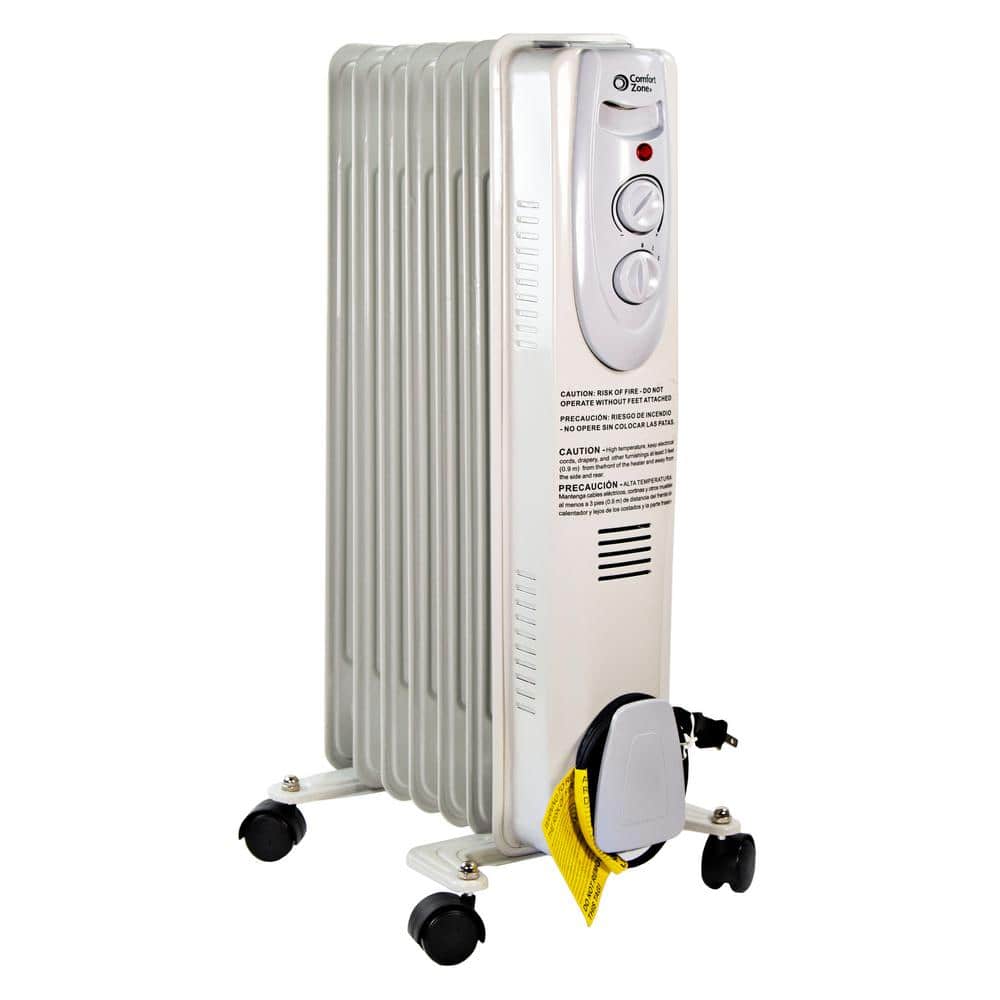 Comfort Zone 1200-Watt Electric Oil-Filled Radiant Portable Heater, Gray -  120082