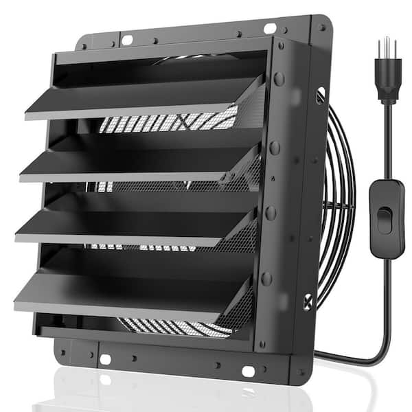 14 in. 882CFM High-Speed Exhaust Fan with Steel Mesh Screen, Black Electric Powered Aluminum
