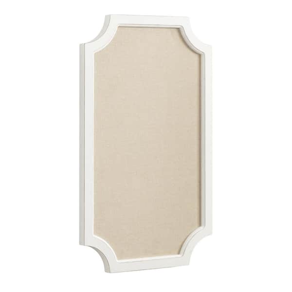 Kate and Laurel Hogan 30 in. x 18 in. White Wooden Framed Fabric Pinboard Memo Board