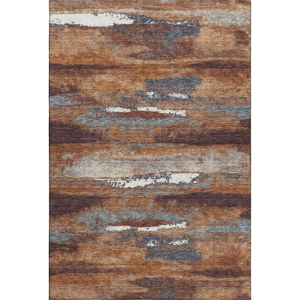 Addison Rugs Mayfield Premium Machine Washable Abstract AMF942 Copper 5 ft. x 7 ft. 6 in. Area Rug
