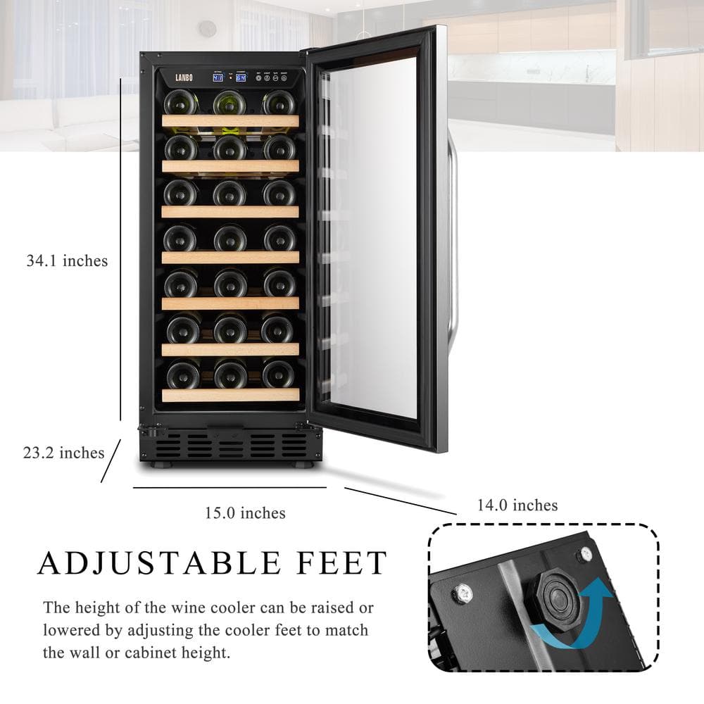 15-Inch Black Stainless Steel Single Zone Wine Cooler