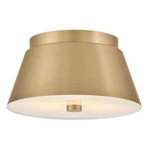 Tess 10.5 in. 2-Light Lacquered Brass Flush Mount