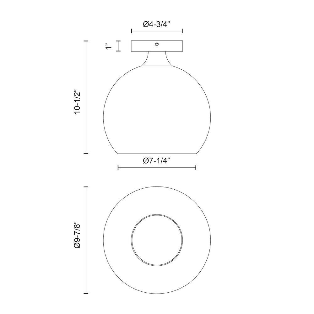 Castilla Matte Black 10.5" Globe Glass Flush Mount