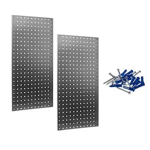 (2) 18 in. W x 36 in. H x 9/16 in. D Stainless Steel Square Hole Pegboards with Wall Mounting Hardware