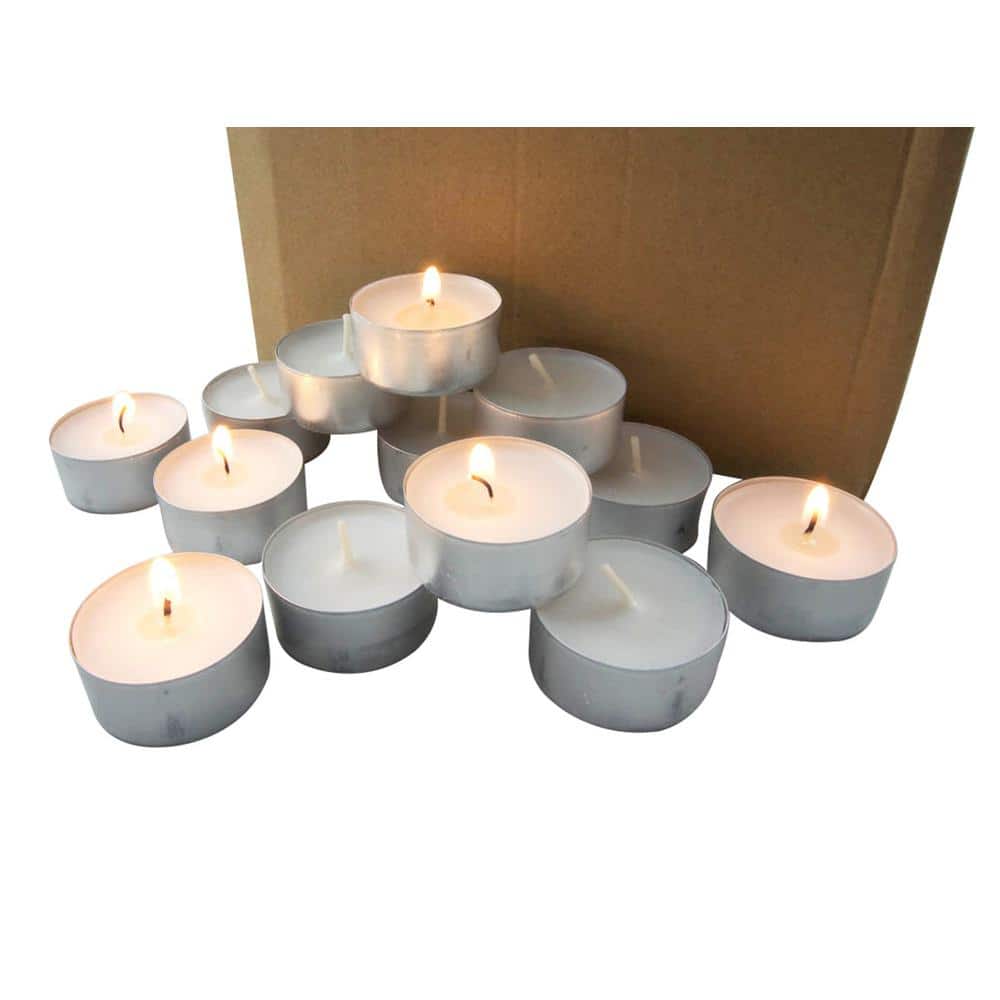 White Palm Wax Tealight Candles with Aluminum Tins, 200 Pack
