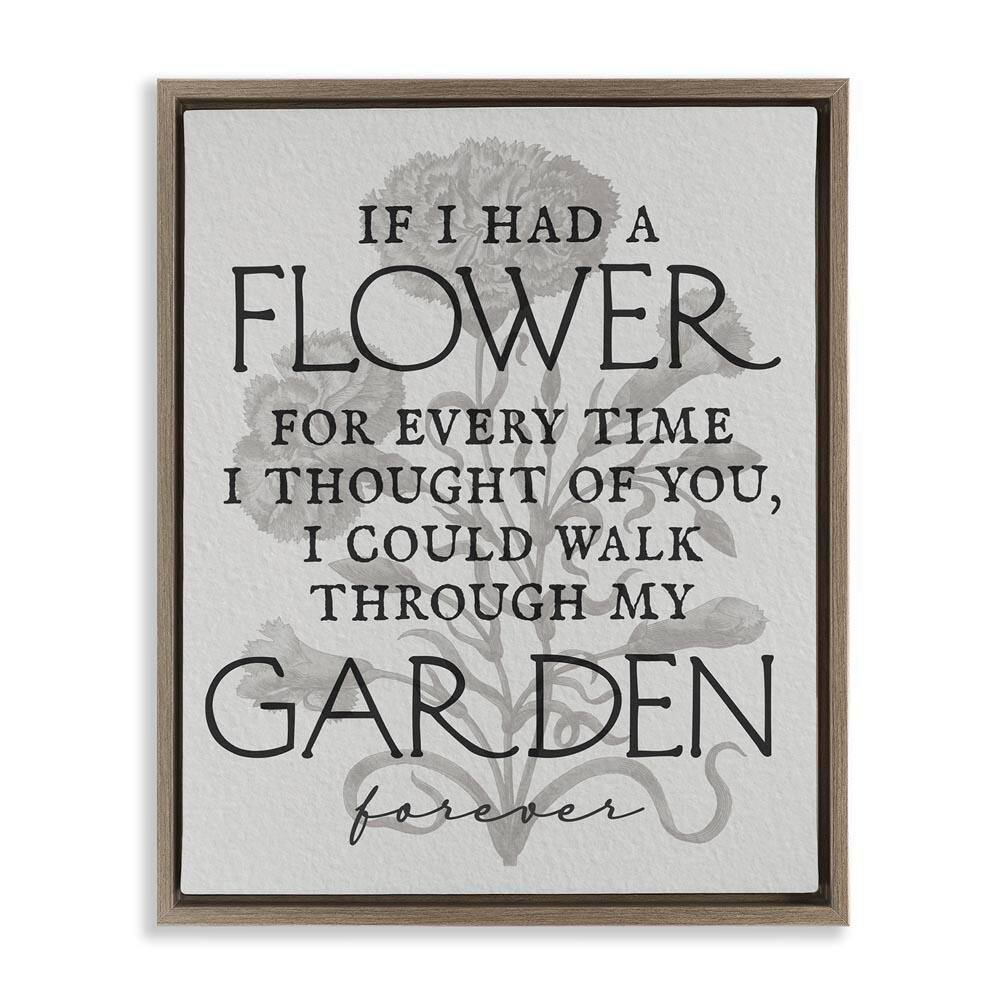 Romantic Garden Phrase by Daphne Polselli Brown Floater Frame Nature Graphic Art Print 31 in. x 25 in. price history on PriceWatchPro