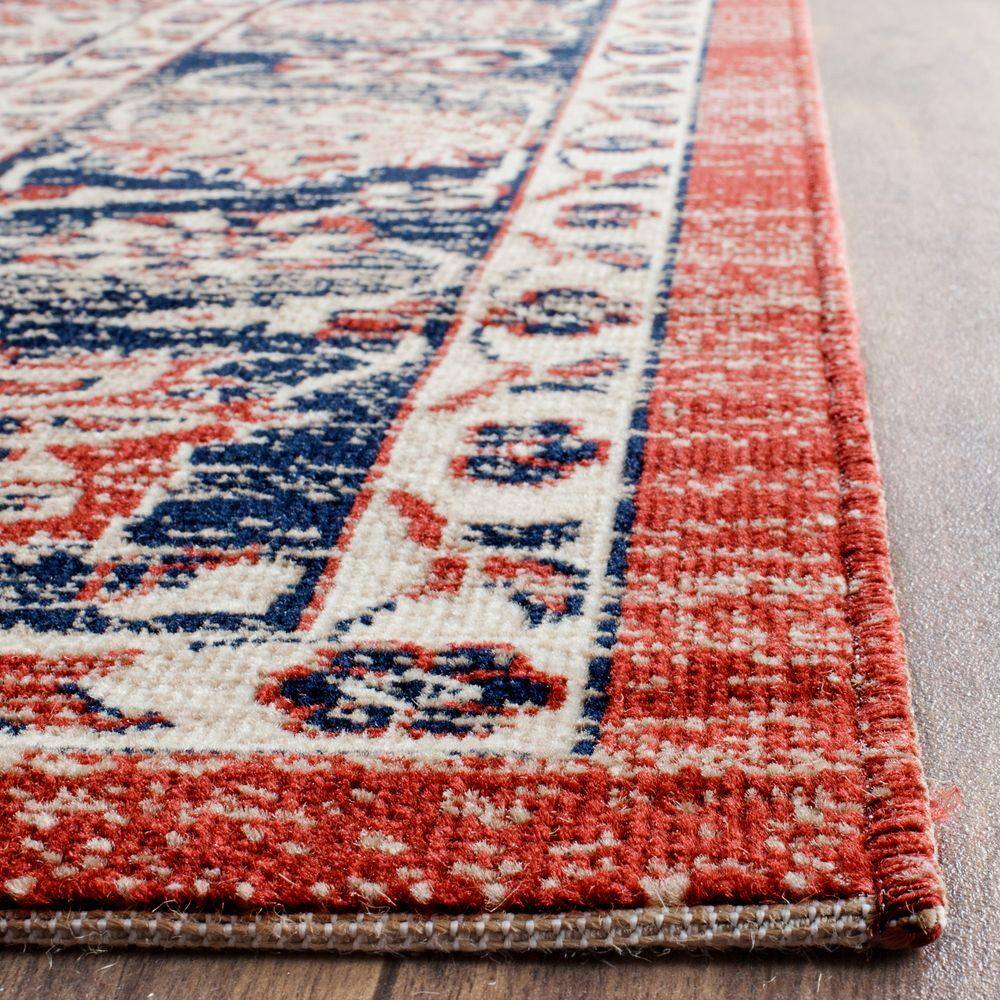 Handmade Ivory and Rust Rectangular 8' x 10' Synthetic Rug