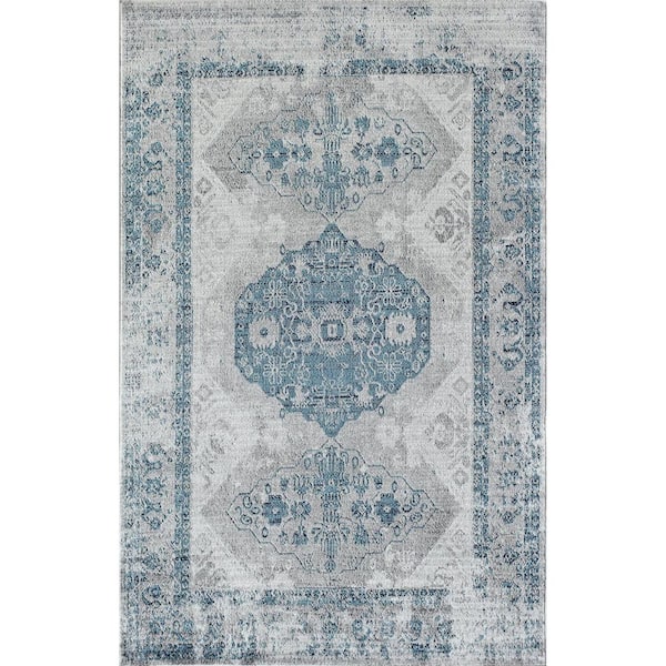 Rugs America Blue Grey 2 ft. x 4 ft. Indoor Area Rug