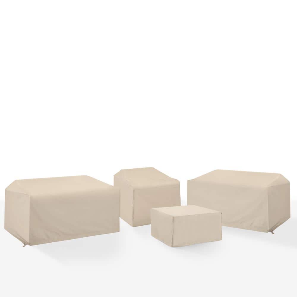 Tan Heavy-Duty Vinyl Outdoor Furniture Cover Set