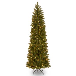 9 ft. Downswept Douglas Pencil Slim Fir Artificial Christmas Tree with Clear Lights
