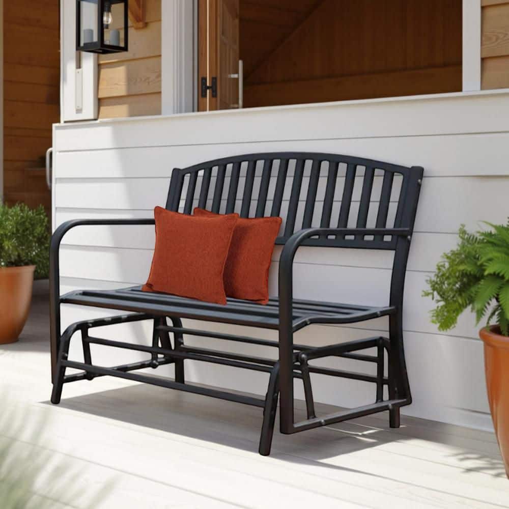 Maypex Steel Porch Chair Loveseat Outdoor Patio Glider Bench