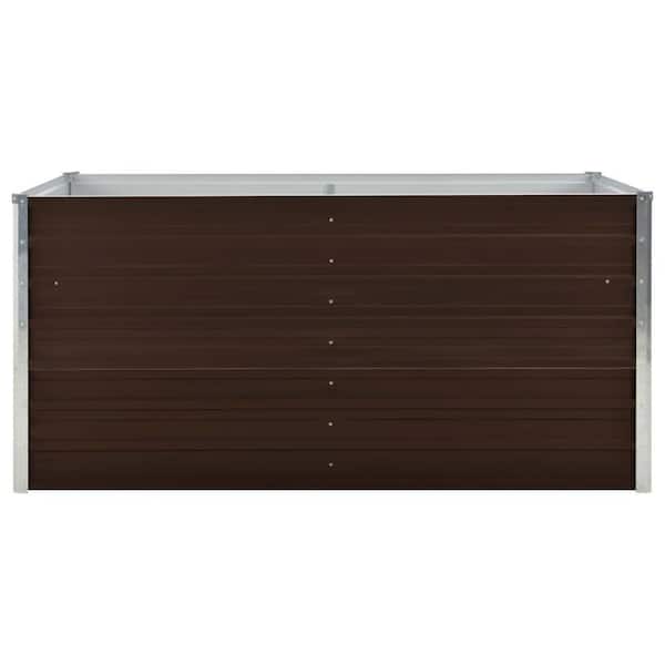Movisa 63 in. x 31.5 in. x 30.3 in. Raised Garden Bed Galvanized Steel Brown