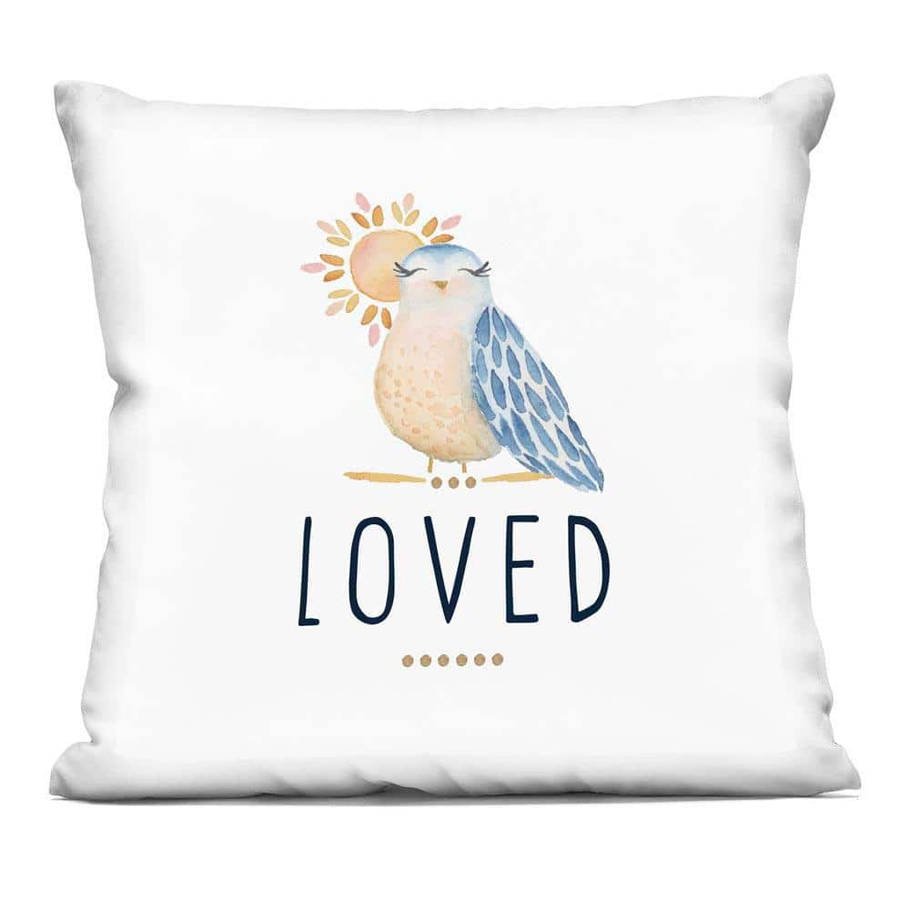 UPC 199652033228 product image for Loved Smiling Bird Sunshine White Print Zipper Polyester 18 in. X 18 in. Throw P | upcitemdb.com