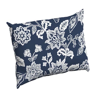Sapphire Ashland Jacobean Rectangle Outdoor Throw Pillow