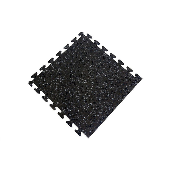 Unbranded Black with Blue Speck 24 in. x 24 in. Finished Side Recycled Rubber Floor Tile (16 sq. ft./ case)