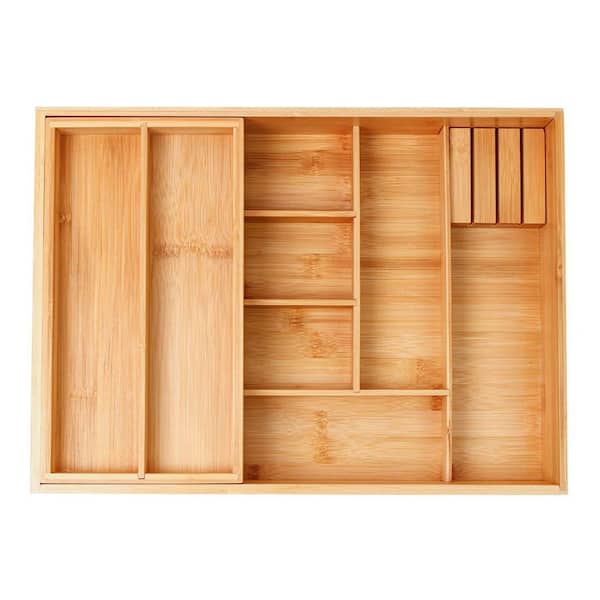 3-Knife In-Drawer Bamboo Cutlery Utensil Silverware Knife Storage Tray with Removable Knife Block Organizer
