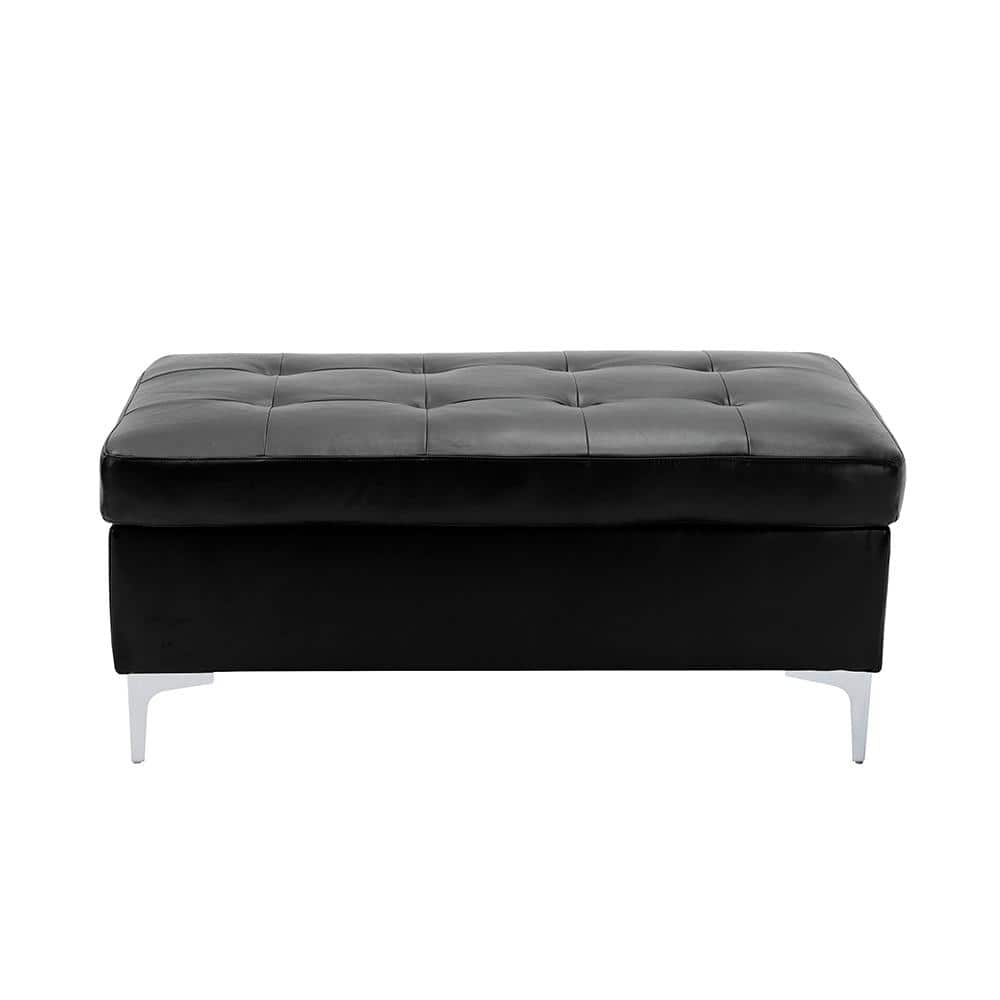 Barrington 45'' Black Tufted Modern Ottoman
