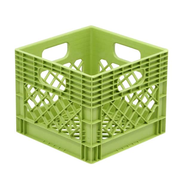 Green Dairy Crate 13x13x11 Square Plastic Milk Crate 