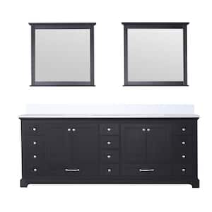 Dukes 84 in. W x 22 in. D Espresso Double Bath Vanity, Cultured Marble Top, and 34 in. Mirrors