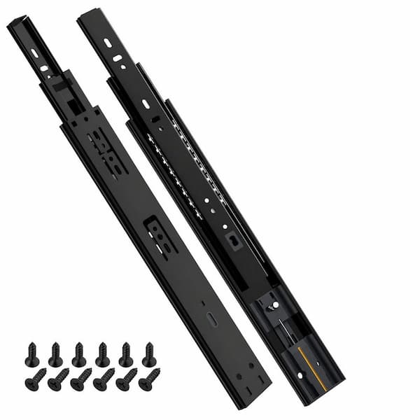12 in. Black Cold Rolled Steel Undermount Soft-Close Heavy Duty Ball Bearing Drawer Slides Full Extension 1 Pair