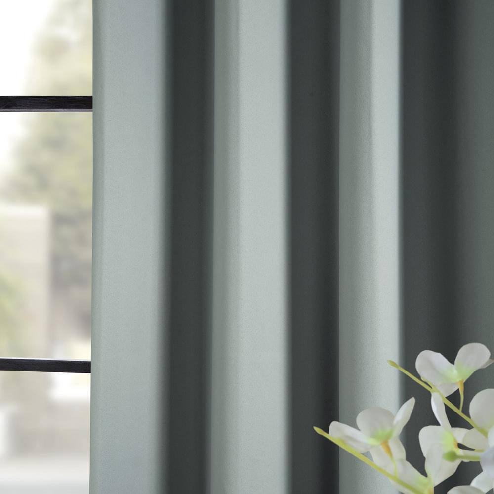 Neutral Grey Velvet Blackout Grommet Curtain Panel
