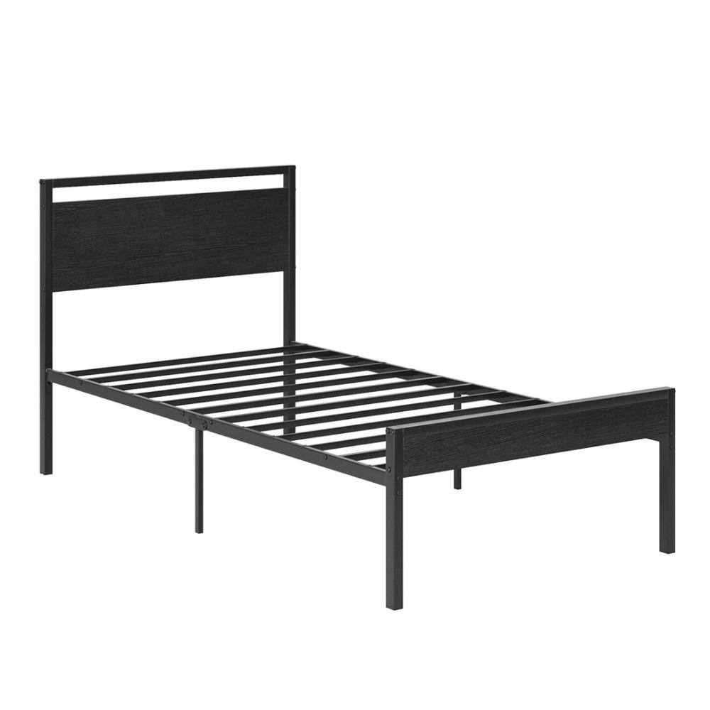Black Wooden Headboard Heavy Duty Metal Frame Twin Size Platform Bed with 14 Inch Under-Bed Storage price history on PriceWatchPro