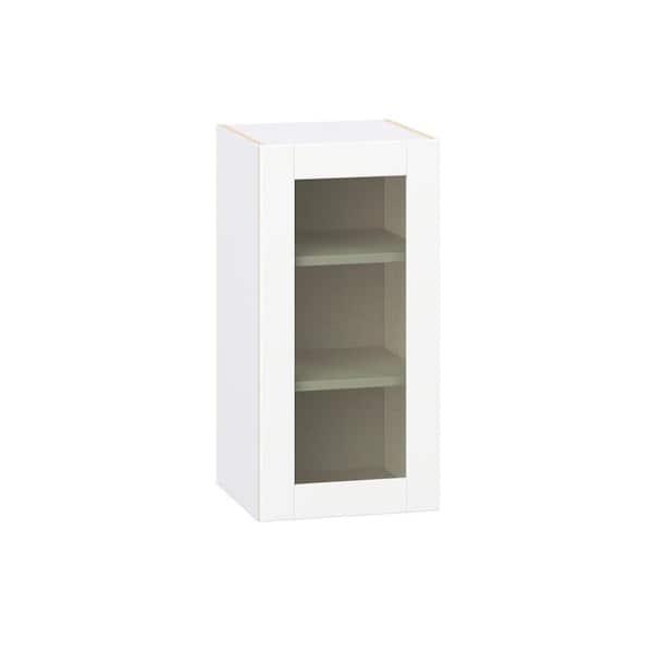 15 in. W x 14 in. D x 30 in. H Assembled Glass Door Wall Kitchen Cabinet in Bright White