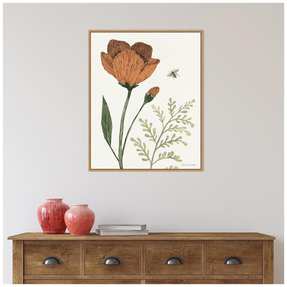 Springtime Floral Canvas Print with Light Brown Frame