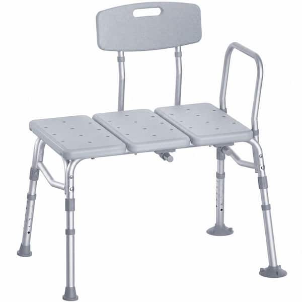 26 in. W Height Adjustable 400 lbs Capacity Aluminum Tub Seat Shower Transfer Bench for Bathtub Shower Use in Gray