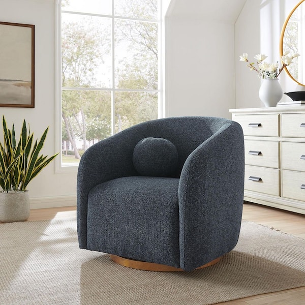 Holland Curved Swivel Armchair in Navy