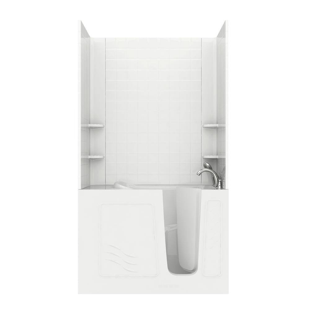 NOVA Heated Rampart 4.5 ft. Walk-in Non-Whirlpool Bathtub with 4 in. Tile Easy Up Adhesive Wall Surround in White price history on PriceWatchPro